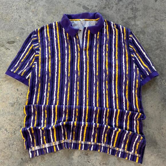 90s LSU Striped Polo Shirt - Picture 1 of 5